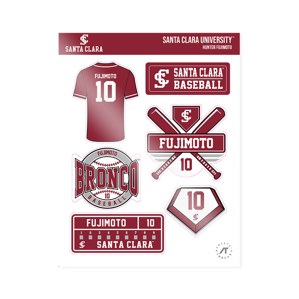 SCU - NCAA Baseball : Hunter Fujimoto - Sticker Sheet-0