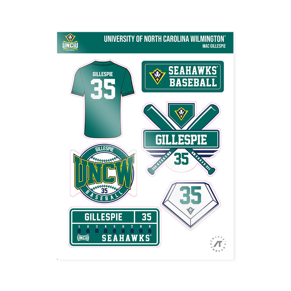 UNC Wilmington - NCAA Baseball : Mac Gillespie - Sticker Sheet-0