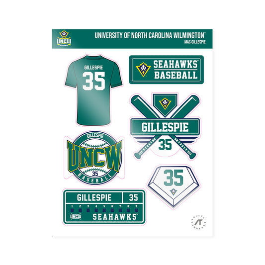 UNC Wilmington - NCAA Baseball : Mac Gillespie - Sticker Sheet-0