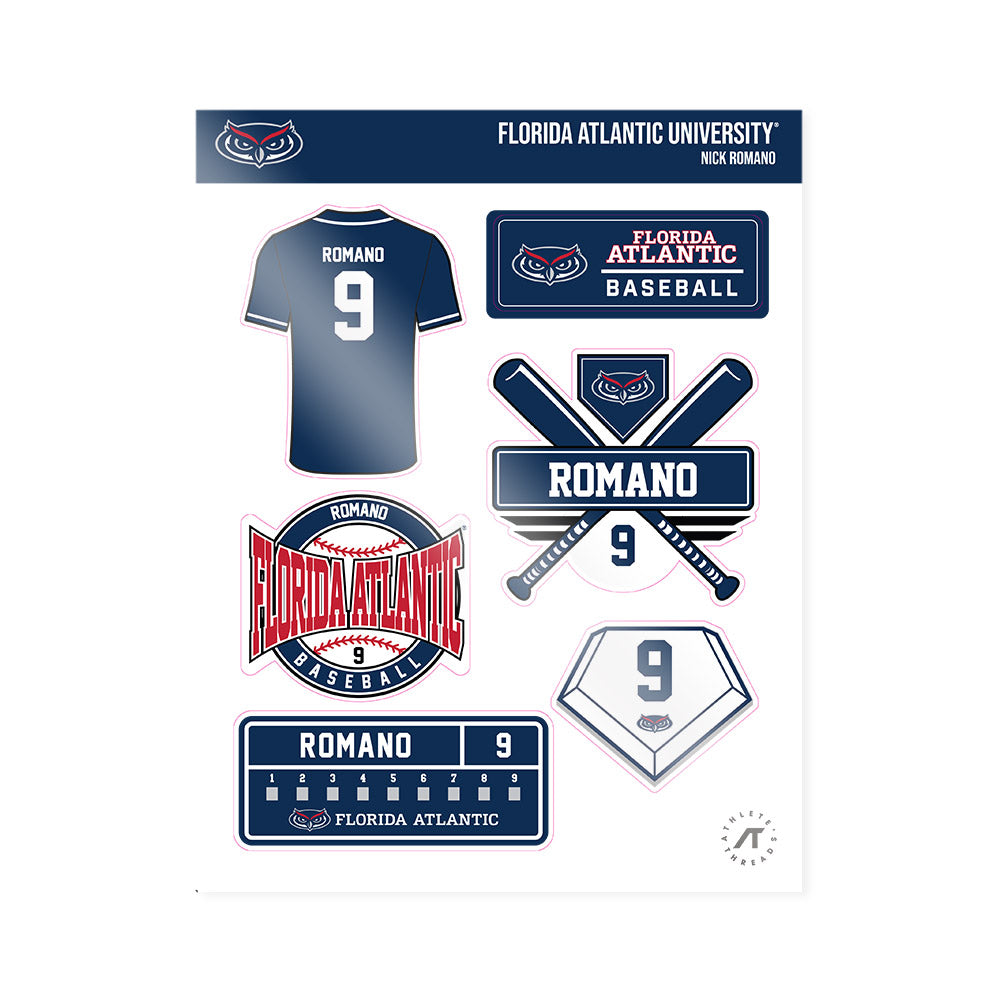 FAU - NCAA Baseball : Nick Romano - Sticker Sheet-0