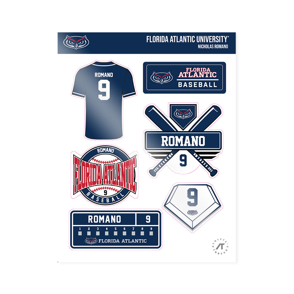 FAU - NCAA Baseball : Nicholas Romano - Sticker Sheet-0