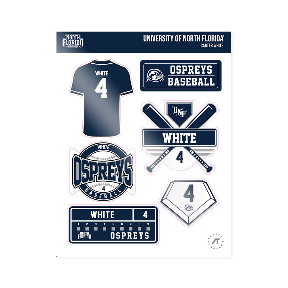 UNF - NCAA Baseball : Carter White - Sticker Sheet-0