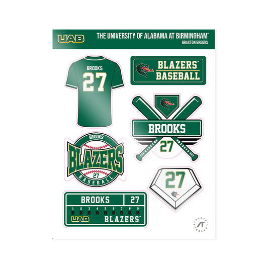 UAB - NCAA Baseball : Braxton Brooks - Sticker Sheet-0