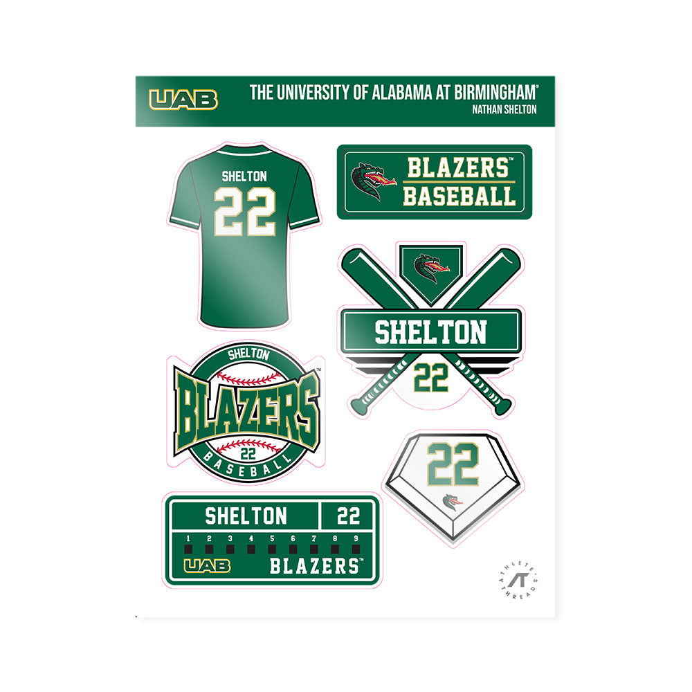 UAB - NCAA Baseball : Nathan Shelton - Sticker Sheet-0