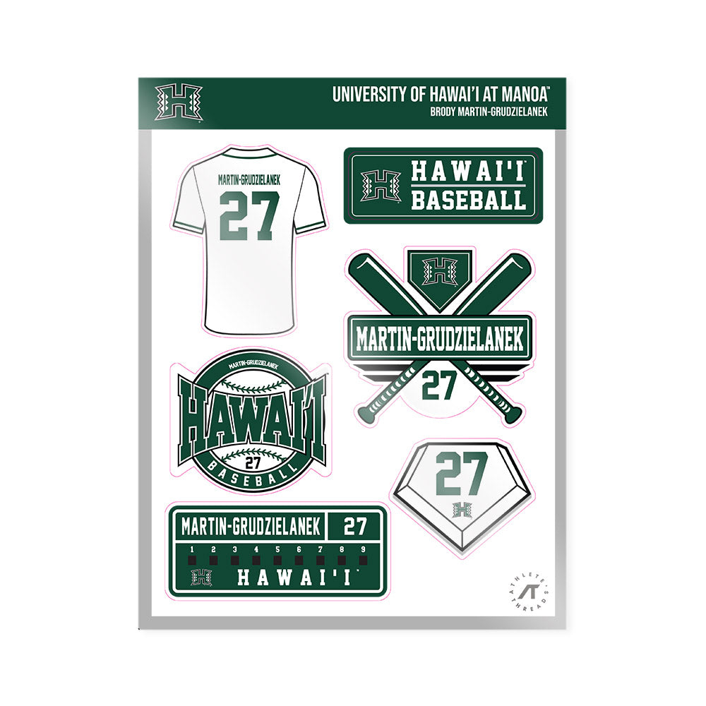 Hawaii - NCAA Baseball : Brody Martin-Grudzielanek - Sticker Sheet-0