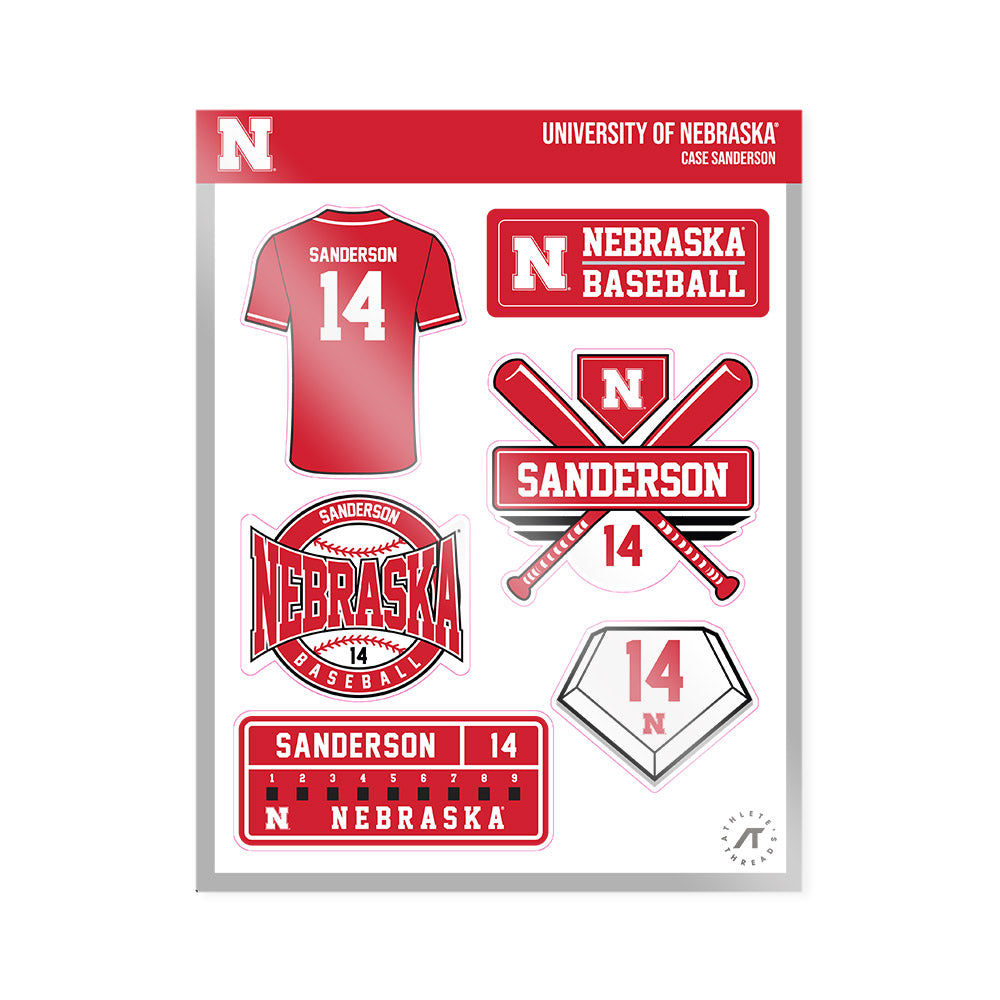 Nebraska - NCAA Baseball : Case Sanderson - Sticker Sheet-0