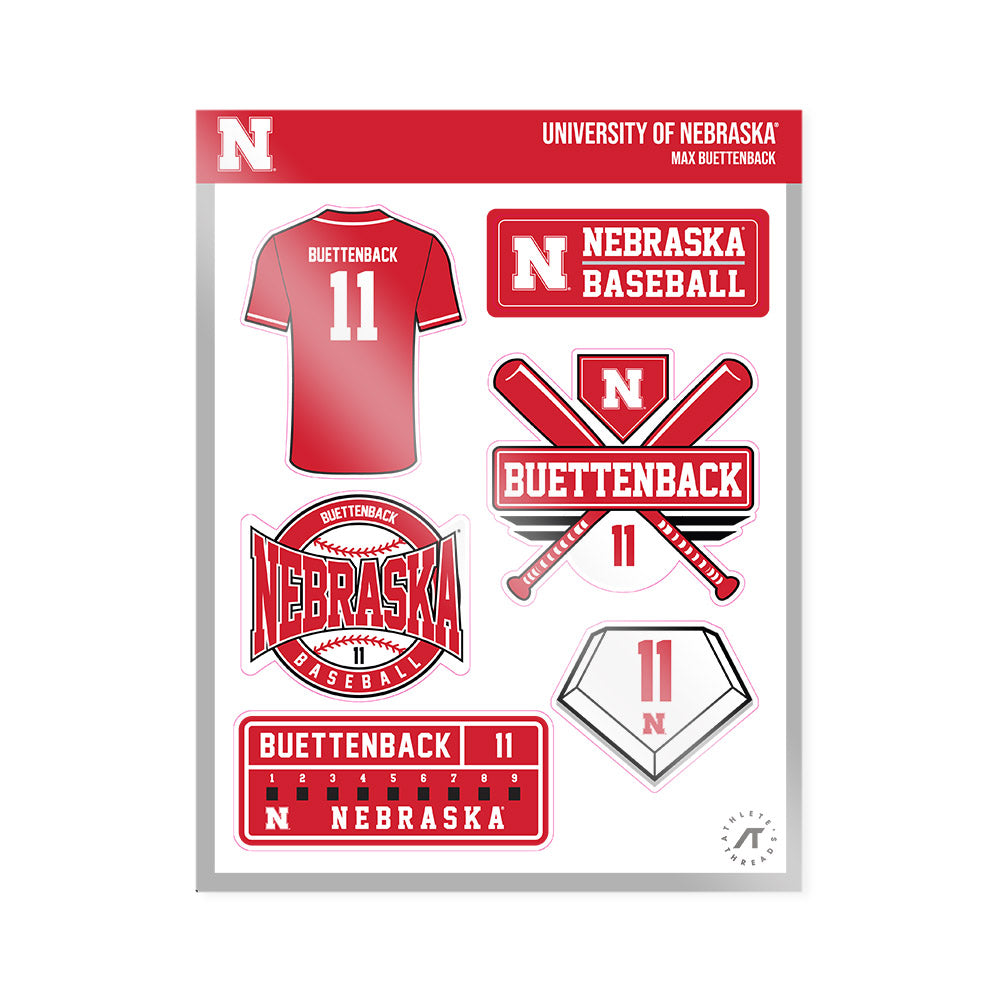 Nebraska - NCAA Baseball : Max Buettenback - Sticker Sheet-0