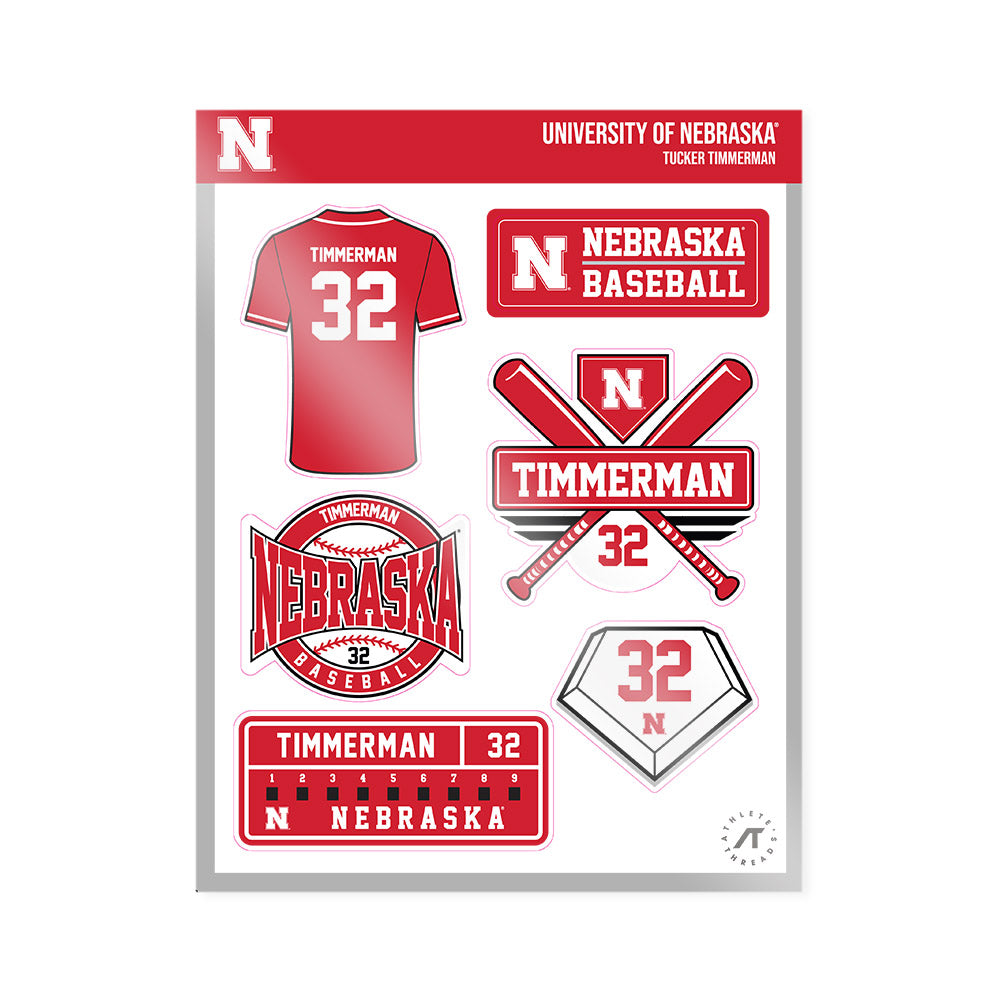 Nebraska - NCAA Baseball : Tucker Timmerman - Sticker Sheet-0