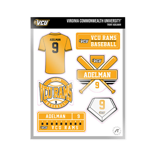 VCU - NCAA Baseball : Trent Adelman - Sticker Sheet-0
