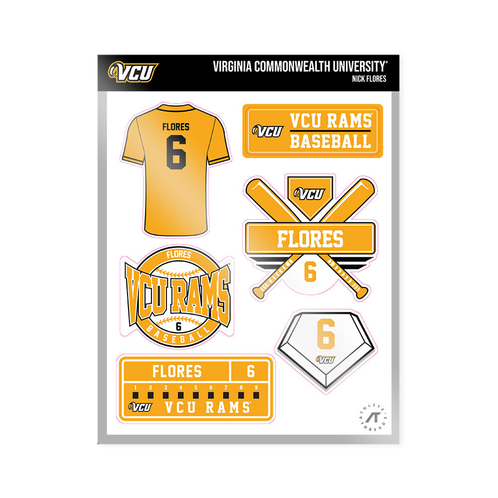 VCU - NCAA Baseball : Nick Flores - Sticker Sheet-0