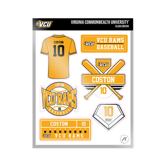 VCU - NCAA Baseball : Elijah Coston - Sticker Sheet-0