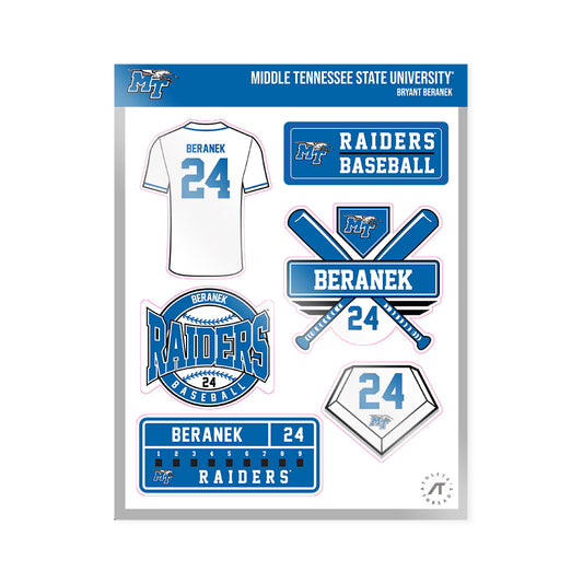 MTSU - NCAA Baseball : Bryant Beranek - Sticker Sheet-0
