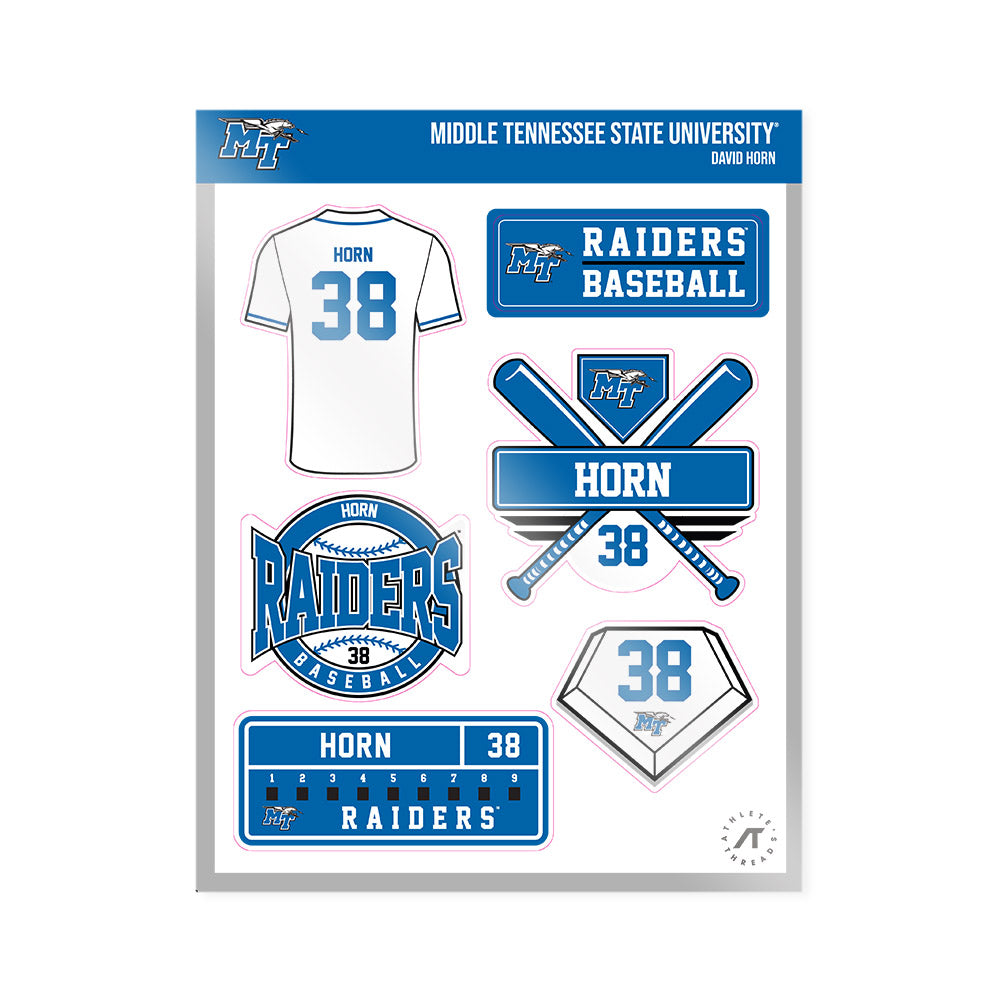 MTSU - NCAA Baseball : David Horn - Sticker Sheet-0