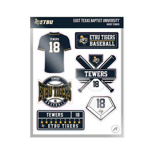 ETBU - NCAA Baseball : Brody Tewers - Sticker Sheet-0