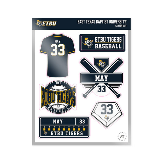 ETBU - NCAA Baseball : Carter May - Sticker Sheet-0