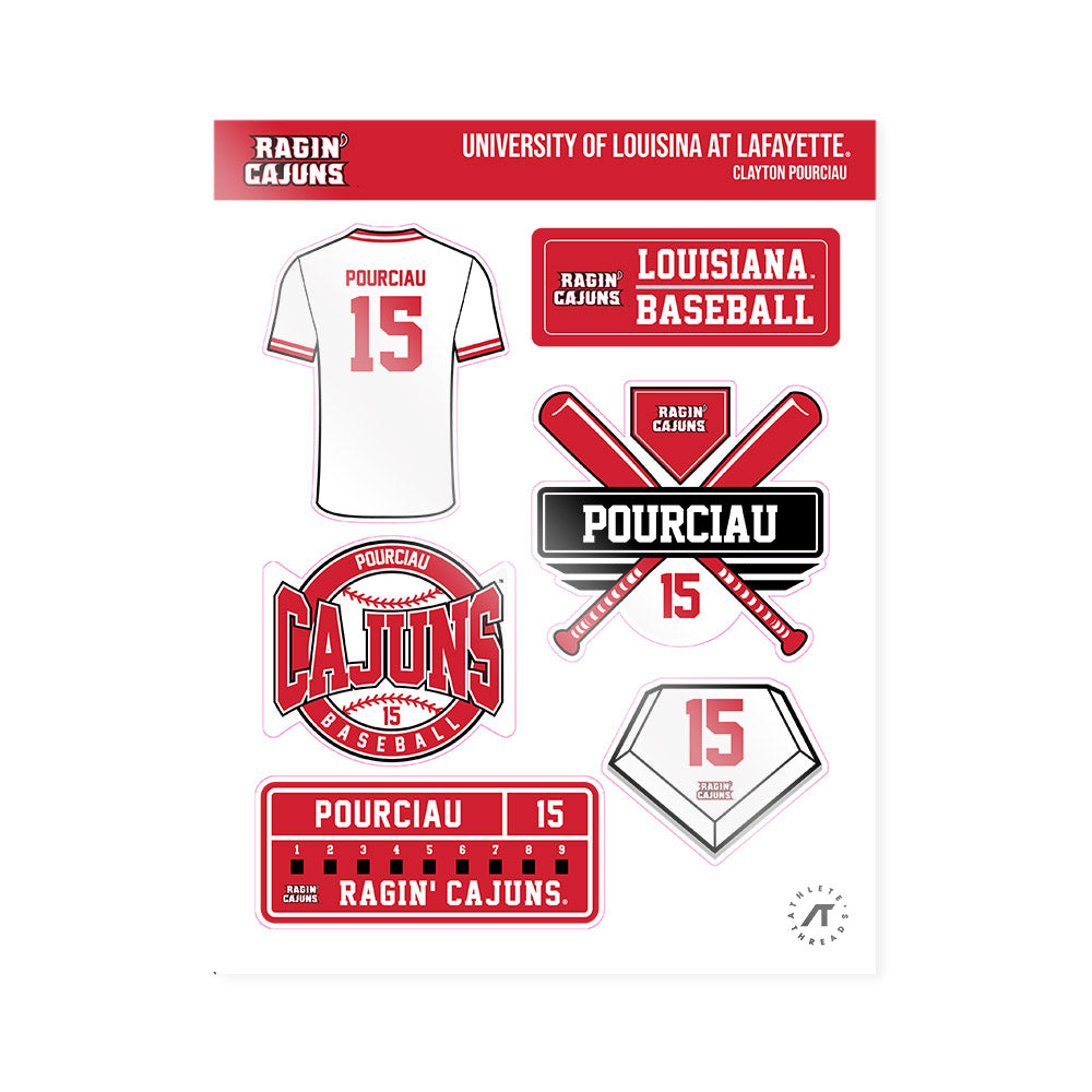 Louisiana - NCAA Baseball : Clayton Pourciau - Sticker Sheet-0