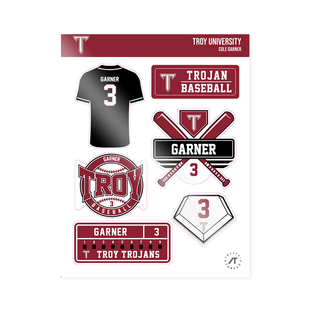 Troy - NCAA Baseball : Cole Garner - Sticker Sheet-0
