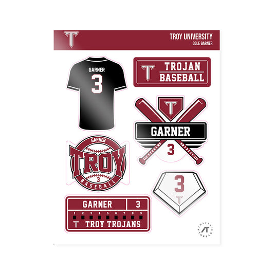 Troy - NCAA Baseball : Cole Garner - Sticker Sheet-0