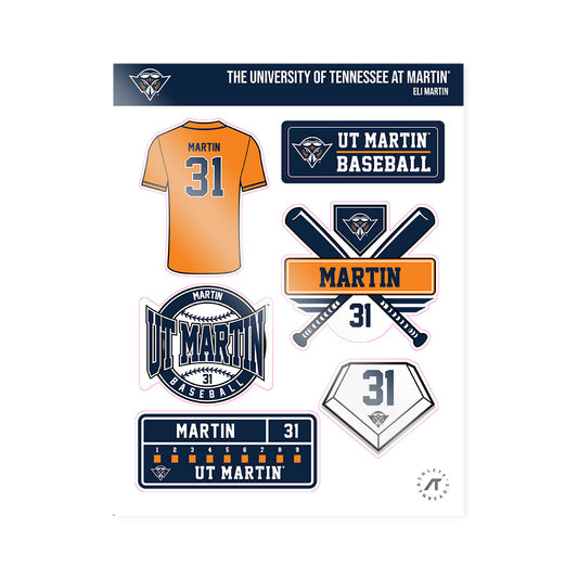 UT Martin - NCAA Baseball : Eli Martin - Sticker Sheet-0
