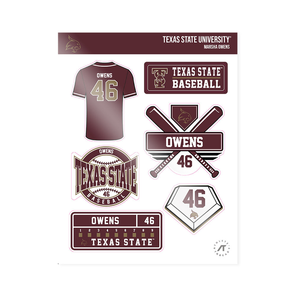 Texas State - NCAA Baseball : Marsha Owens - Sticker Sheet-0