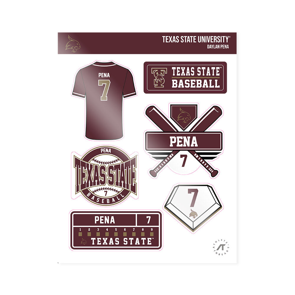 Texas State - NCAA Baseball : Daylan Pena - Sticker Sheet-0