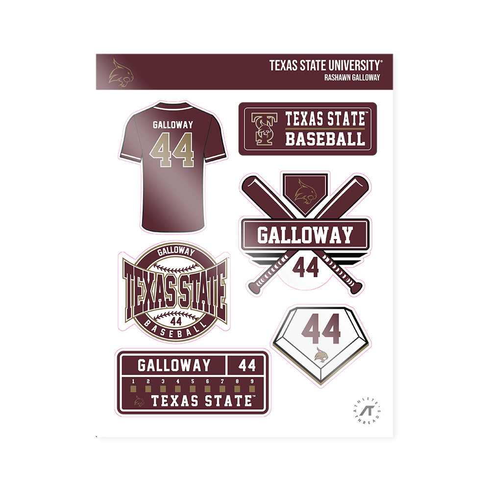Texas State - NCAA Baseball : Rashawn Galloway - Sticker Sheet-0