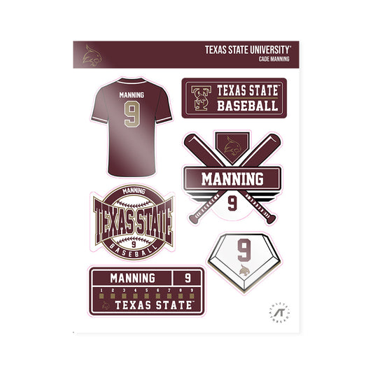 Texas State - NCAA Baseball : Cade Manning - Sticker Sheet-0