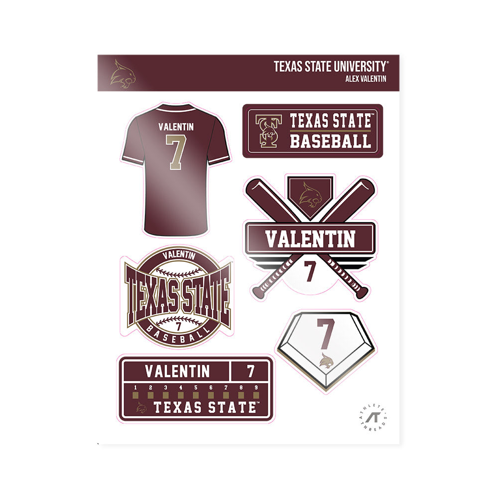 Texas State - NCAA Baseball : Alex Valentin - Sticker Sheet-0