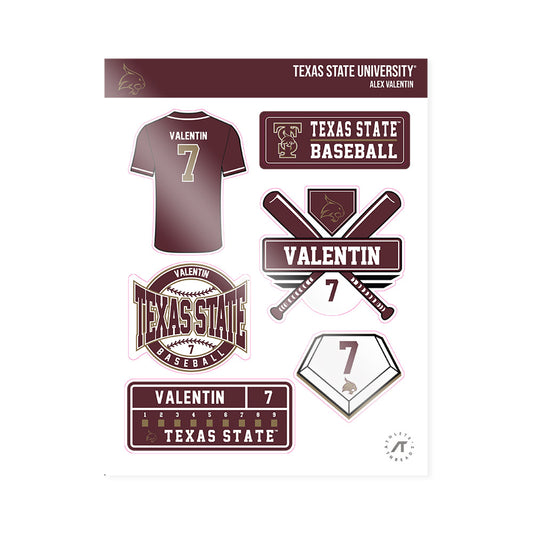 Texas State - NCAA Baseball : Alex Valentin - Sticker Sheet-0