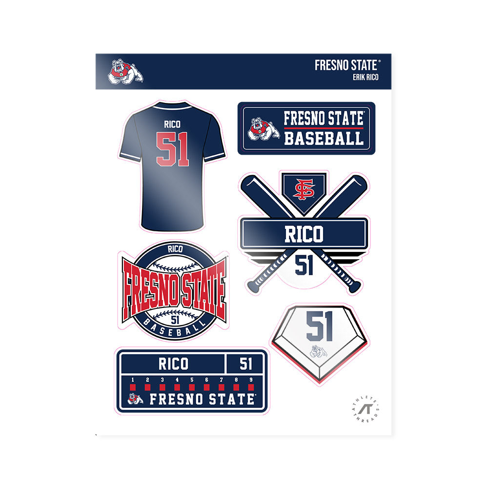 Fresno State - NCAA Baseball : Erik Rico - Sticker Sheet-0