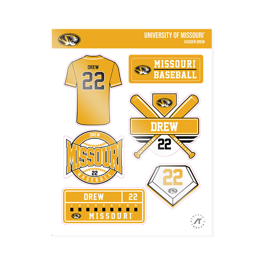 Missouri - NCAA Baseball : Kadden Drew - Sticker Sheet-0