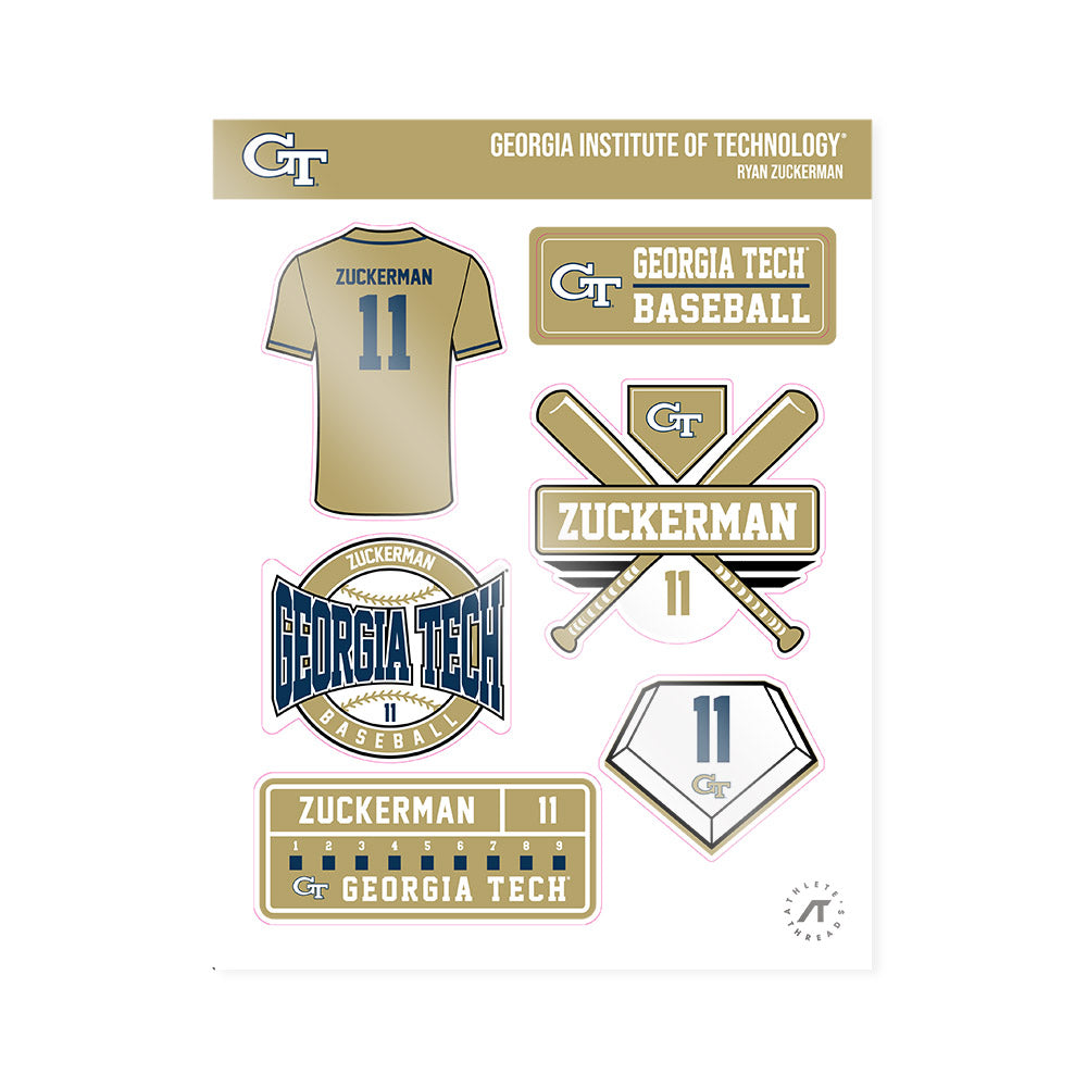 Georgia Tech - NCAA Baseball : Ryan Zuckerman - Sticker Sheet-0