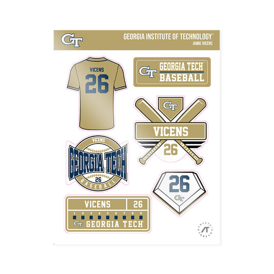 Georgia Tech - NCAA Baseball : Jamie Vicens - Sticker Sheet-0