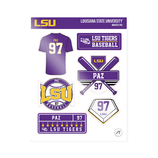LSU - NCAA Baseball : Marcos Paz - Sticker Sheet-0