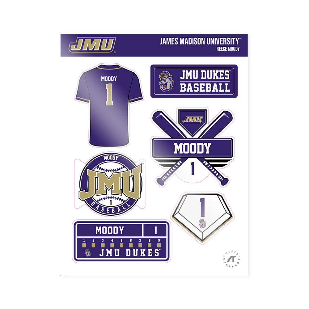 JMU - NCAA Baseball : Reece Moody - Sticker Sheet-0