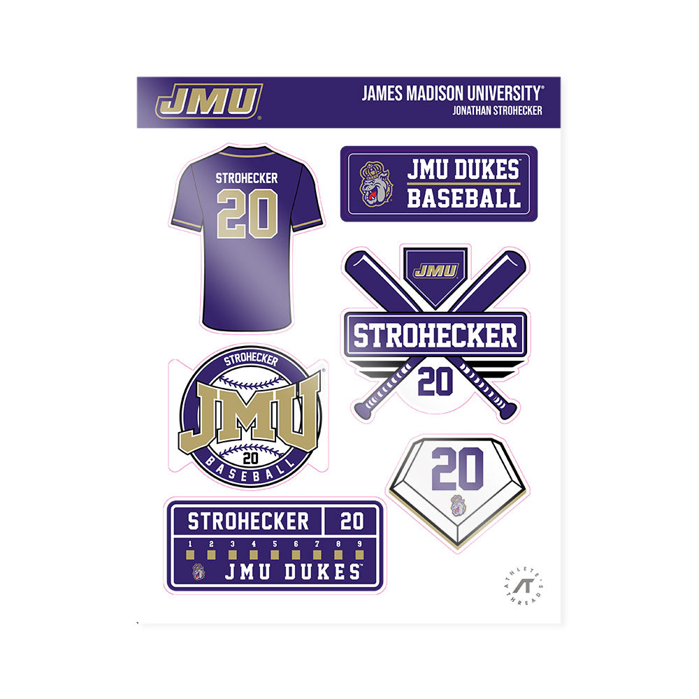 JMU - NCAA Baseball : Jonathan Strohecker - Sticker Sheet-0