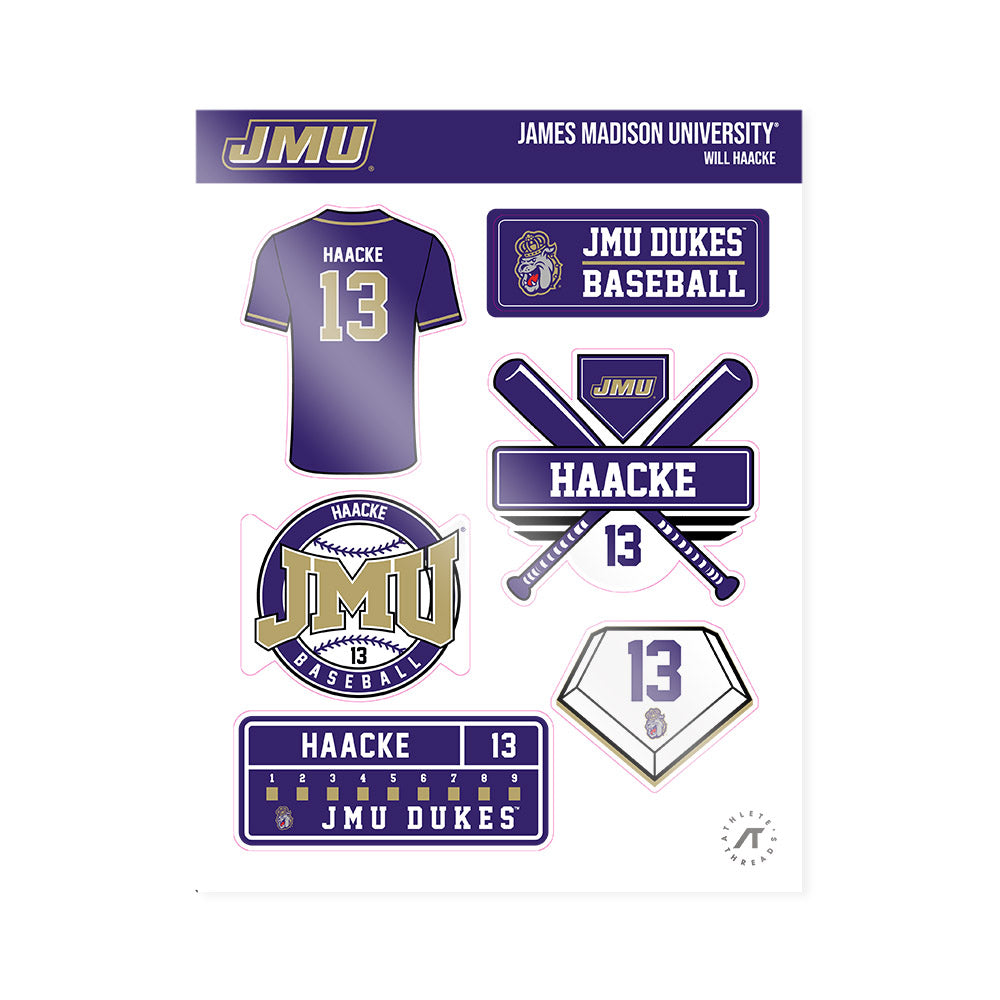 JMU - NCAA Baseball : Will Haacke - Sticker Sheet-0