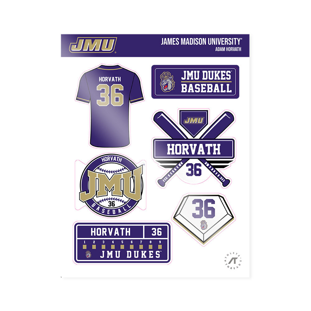 JMU - NCAA Baseball : Adam Horvath - Sticker Sheet-0