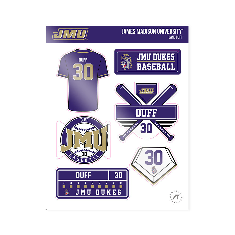 JMU - NCAA Baseball : Lane Duff - Sticker Sheet-0