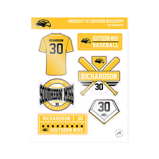 Southern Miss - NCAA Baseball : Cole Richardson - Sticker Sheet-0