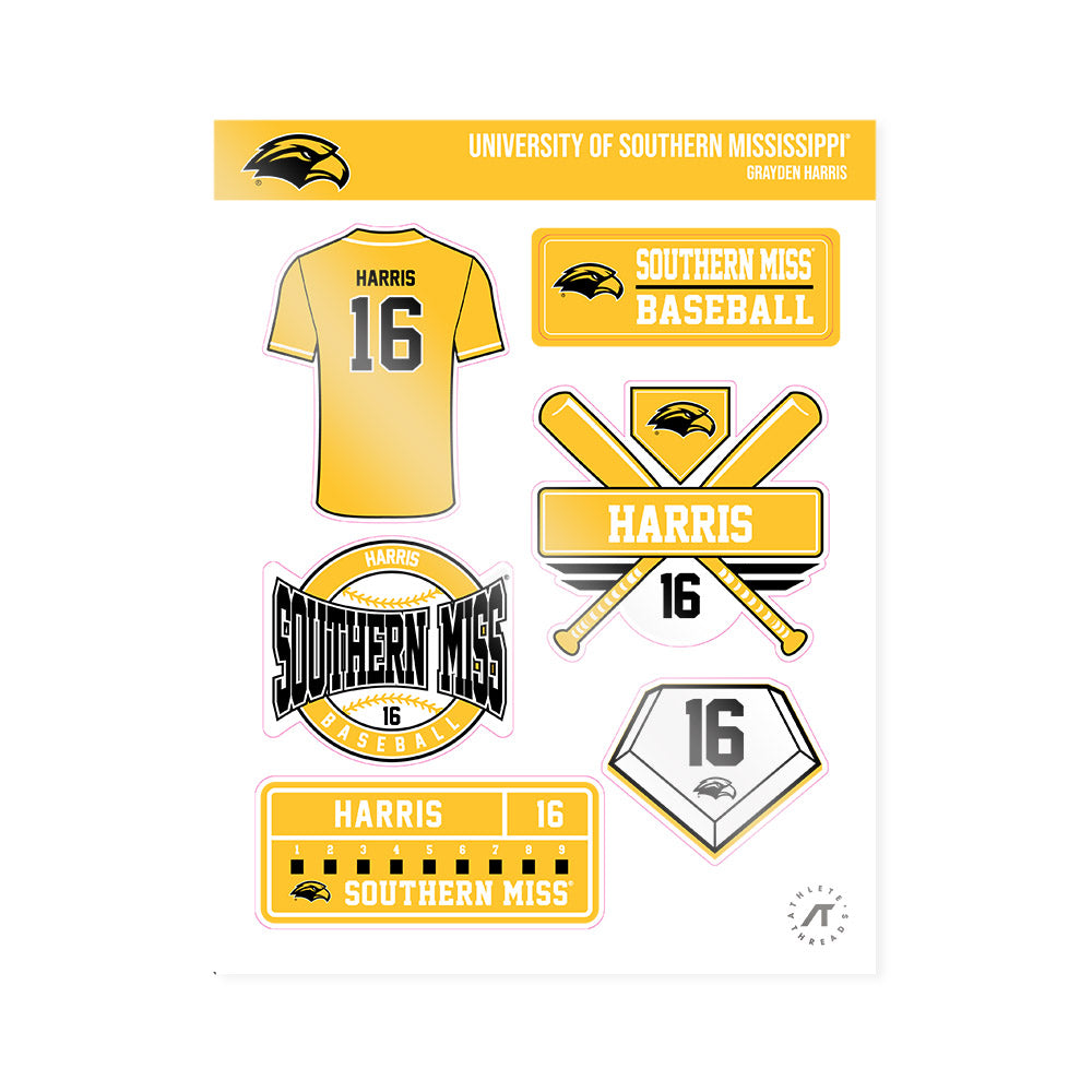 Southern Miss - NCAA Baseball : Grayden Harris - Sticker Sheet-0