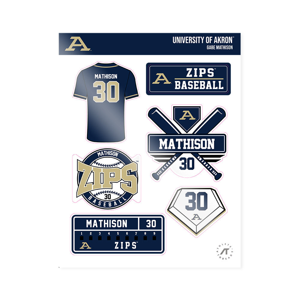 Akron - NCAA Baseball : Gabe Mathison - Sticker Sheet-0