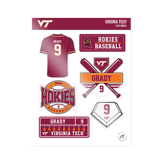 Virginia Tech - NCAA Baseball : Clay Grady - Sticker Sheet-0