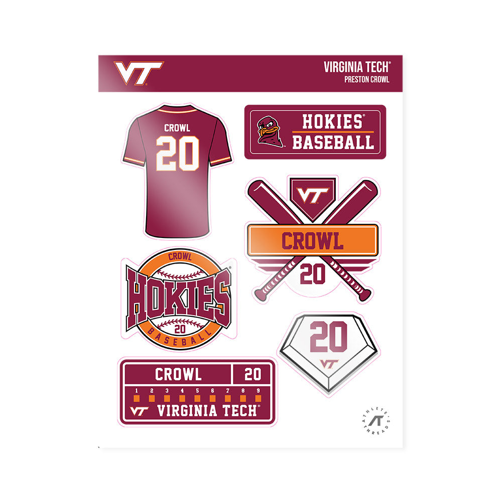 Virginia Tech - NCAA Baseball : Preston Crowl - Sticker Sheet-0