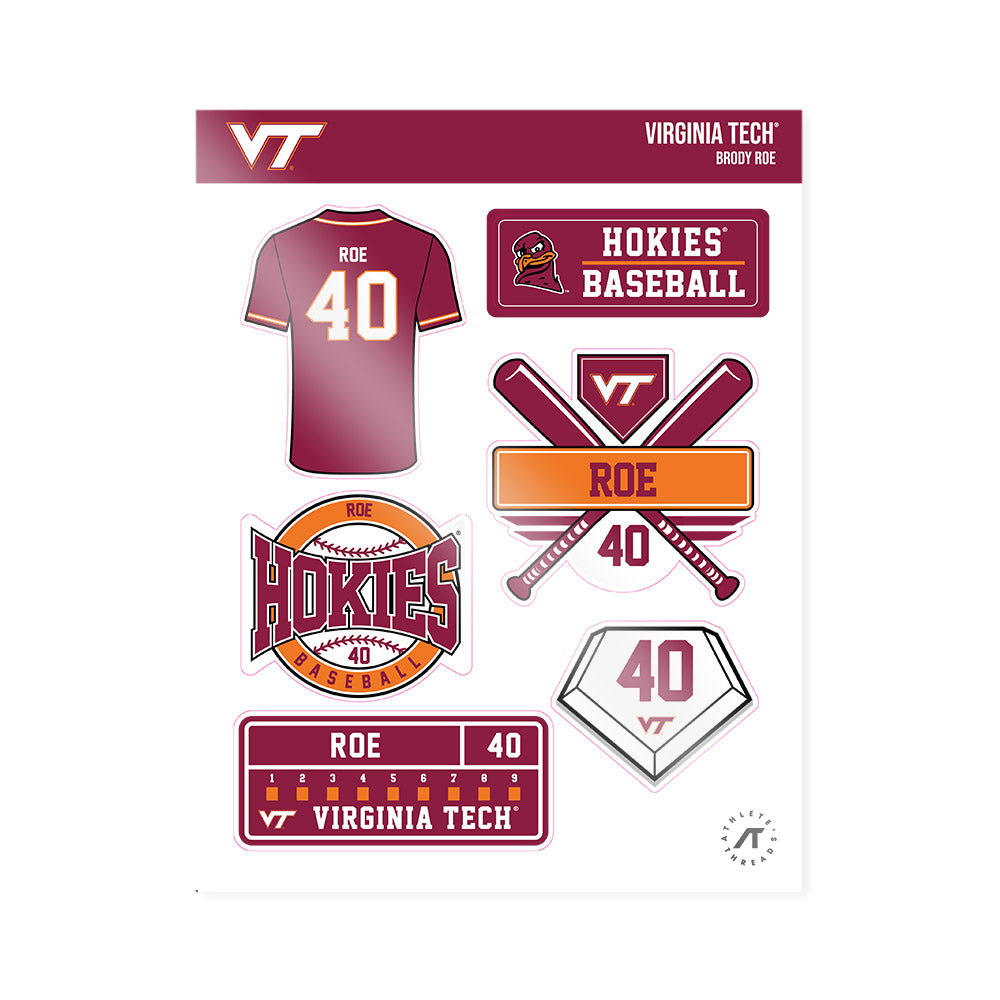 Virginia Tech - NCAA Baseball : Brody Roe - Sticker Sheet-0
