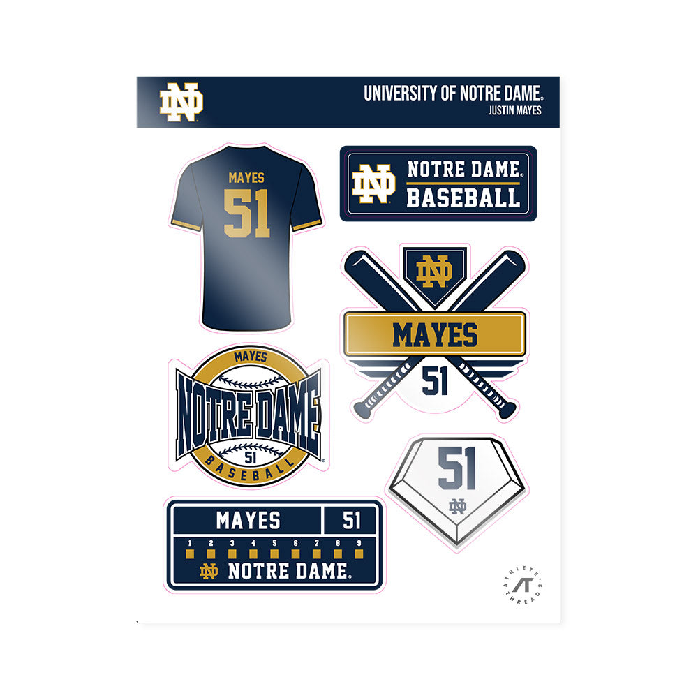 Notre Dame - NCAA Baseball : Justin Mayes - Sticker Sheet-0