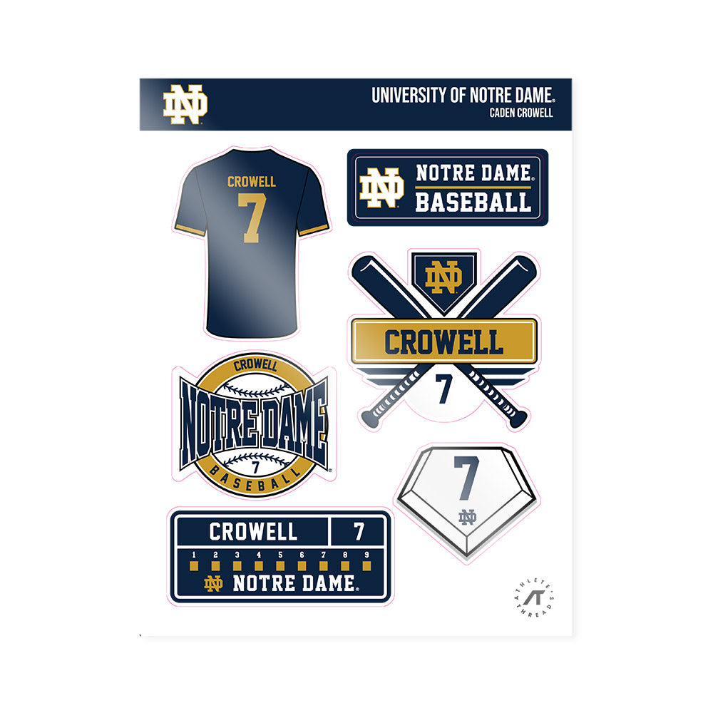 Notre Dame - NCAA Baseball : Caden Crowell - Sticker Sheet-0