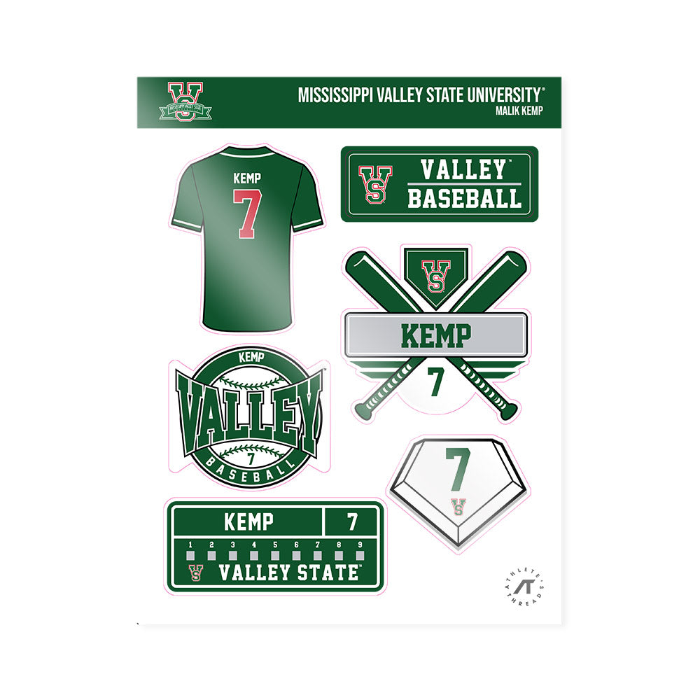 MVSU - NCAA Baseball : Malik Kemp - Sticker Sheet-0