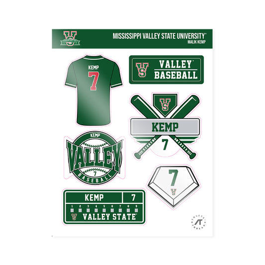 MVSU - NCAA Baseball : Malik Kemp - Sticker Sheet-0