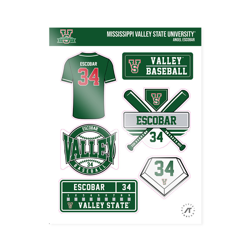 MVSU - NCAA Baseball : Angel Escobar - Sticker Sheet-0